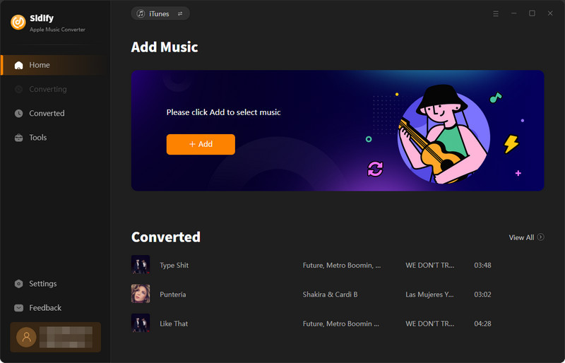 main interface of Sidify Apple Music Converter for Windows
