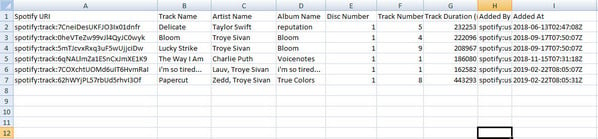 Export Spotify playlist to Excel CSV