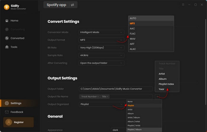customize spotify downloading setting