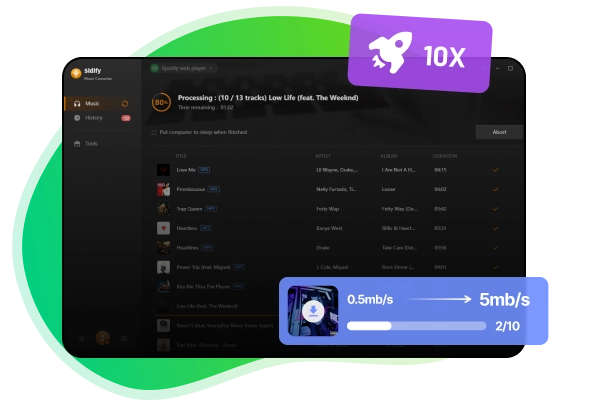download spotify music at 10x speed
