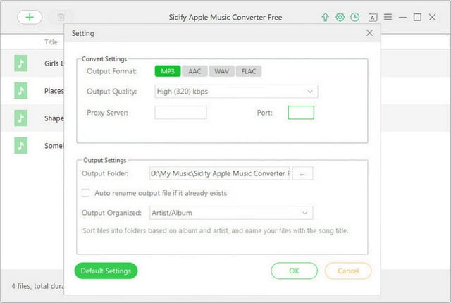 Customize output settings