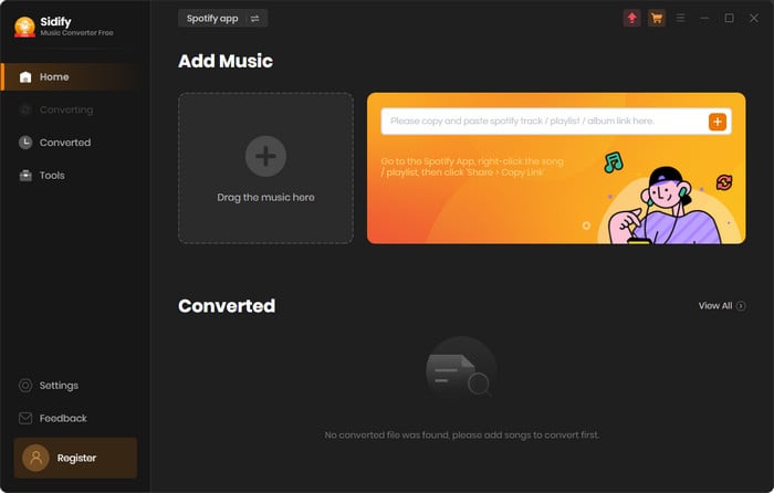 Main interface of Sidify Music Converter Free