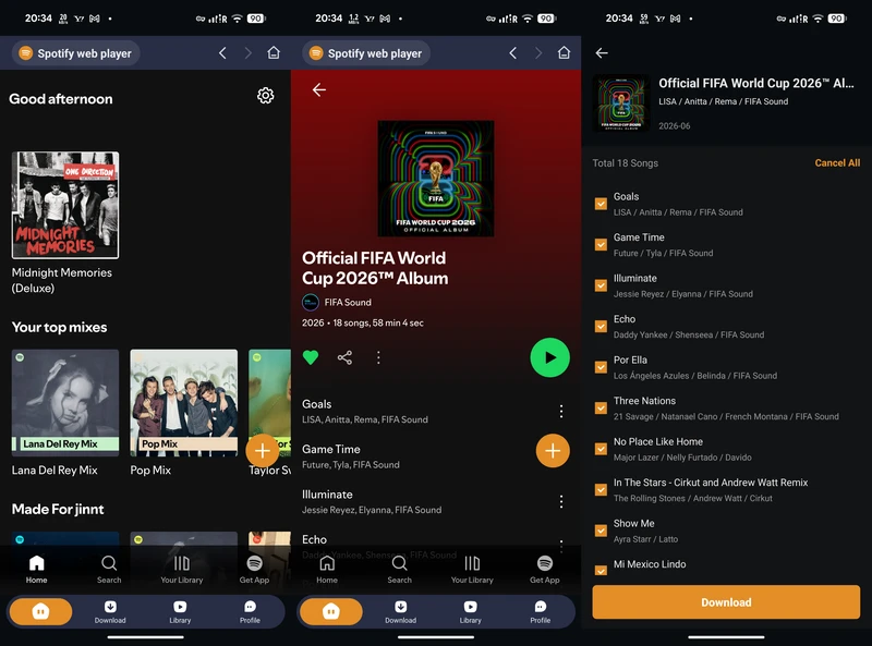 add world cup music playlists to convert