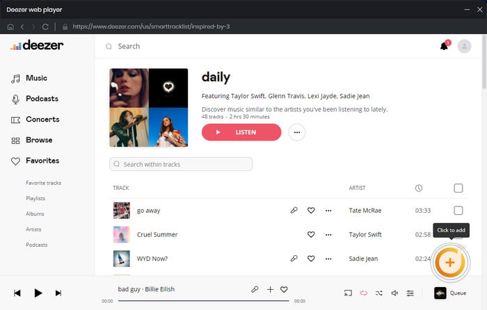 add deezer music to convert