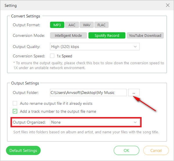 Change Output Setting