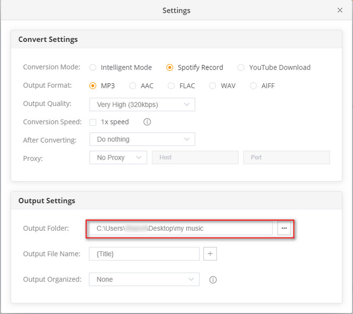 Change Output Path