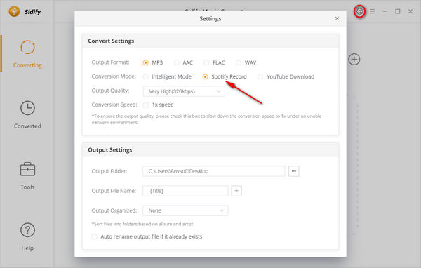 Change Output Setting