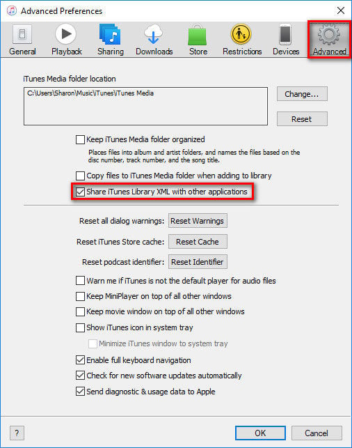 Share iTunes XML