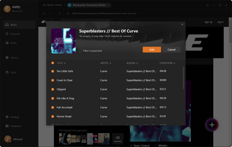 add bandcamp music playlist to convert