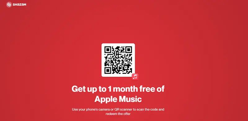 get 1 months apple music free trial via shazam