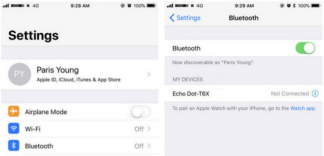 Connect iPhone to Amazon Echo via Bluebooth