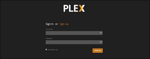 Sign in Plex Media Server