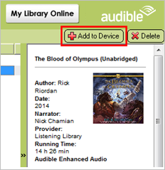 Aggiungi audiolibri Audible al lettore MP3r