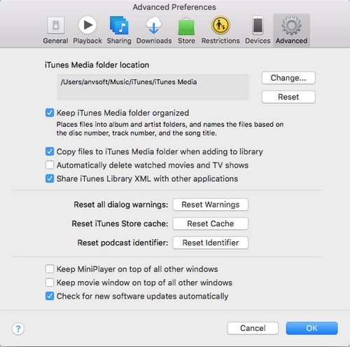 Find iTunes music folder