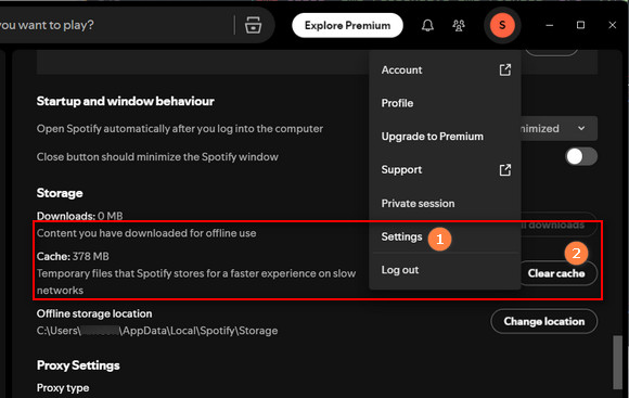 clear spotify caches on windows