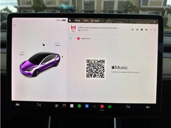 use apple music on tesla touchscreen