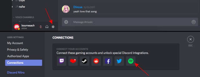 Collega l'account Spotify a Discord