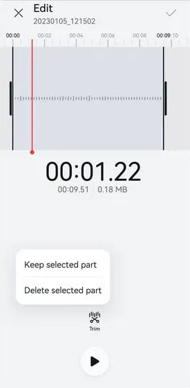 crop an audio recording on android