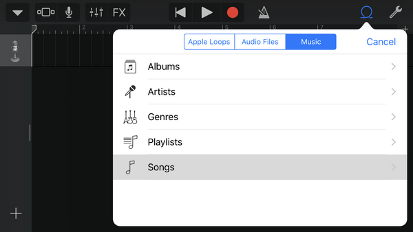 Aggiungi musica a GarageBand su iPhone