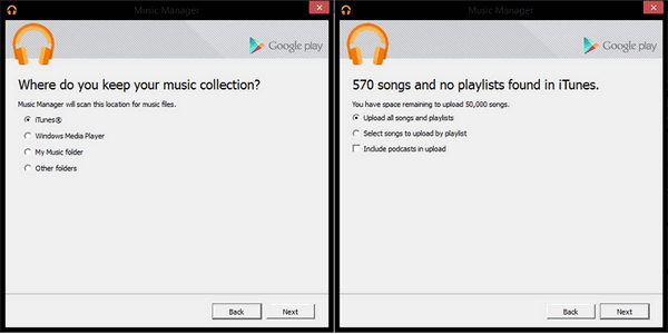 Start uploading iTunes music to Google Play Music