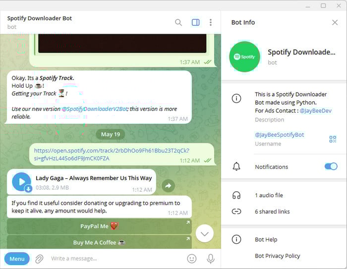 telegram jaybeespotifybot
