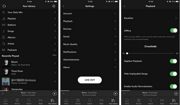 Modalità offline di Spotify su iPhone