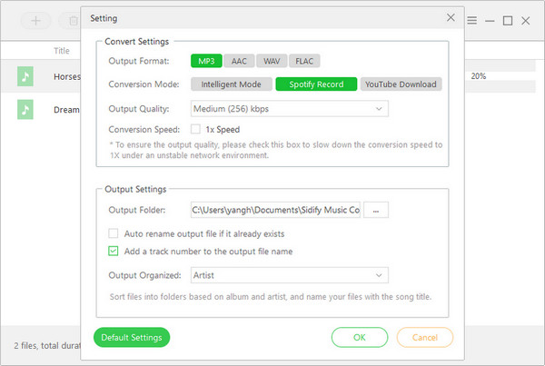 Choose Output Format for podcast