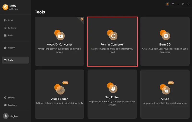 Step 1: Choose Format Converter