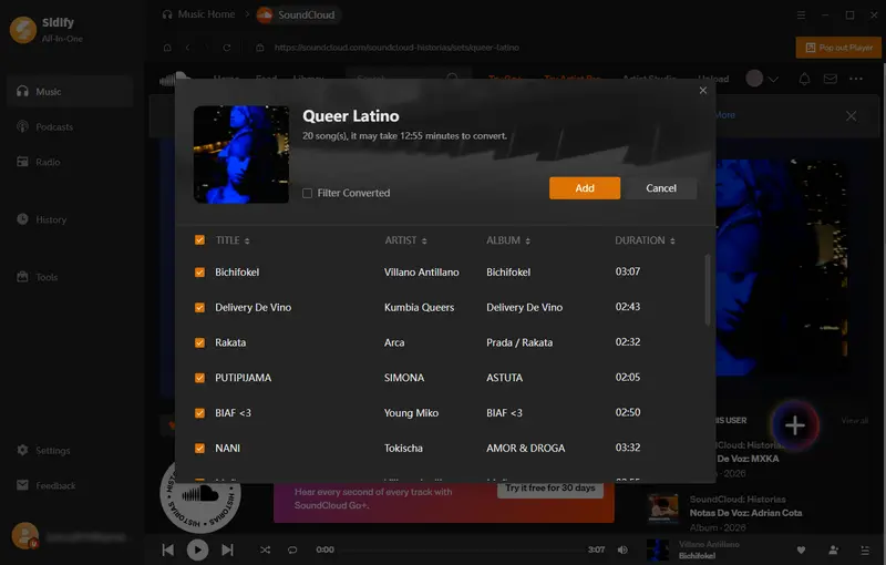 Step 2: Add playlist tracks to Sidify
