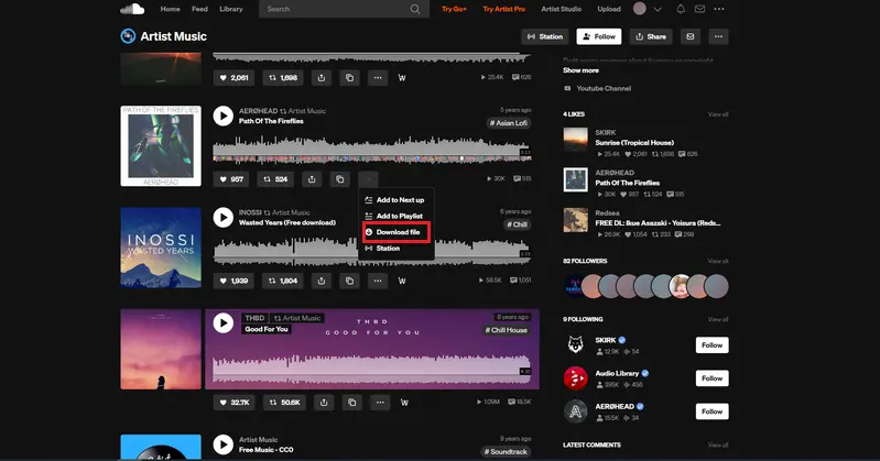 Copy link from souncloud