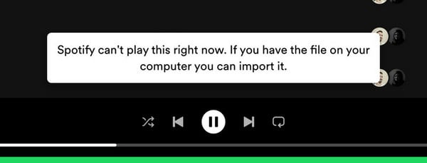 spotify can't play this right now