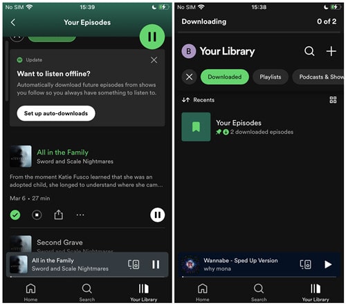 play spotify downloaded songs offline on android