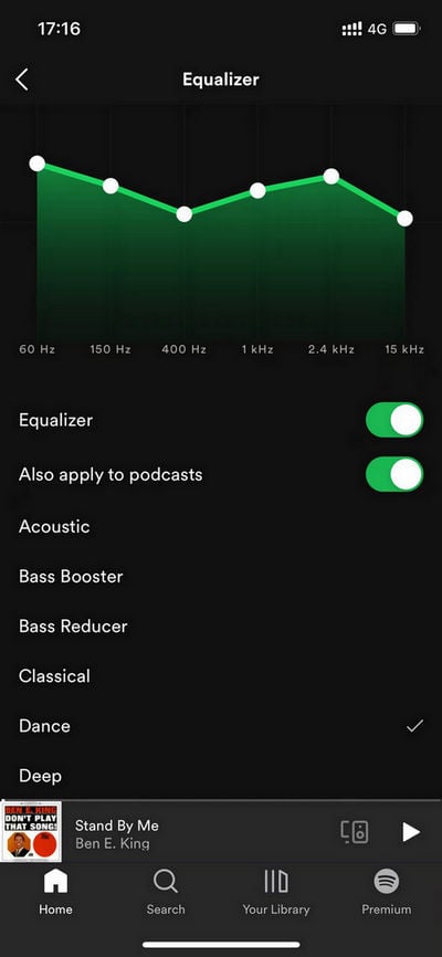 set up spotify equalizer on iphone
