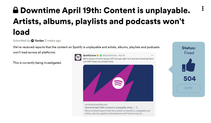 spotify serve is down