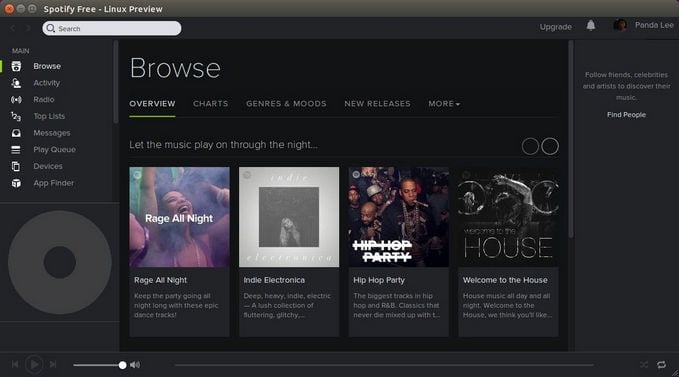 Spotify per interfaccia Linux