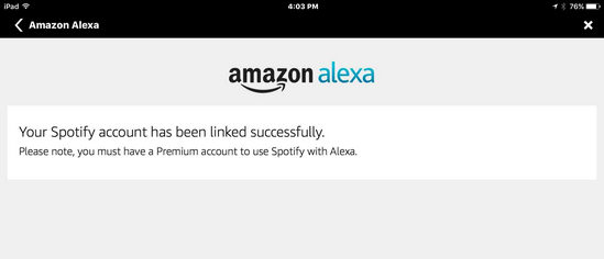 Spotify를 Alexa에 성공적으로 링크하십시오