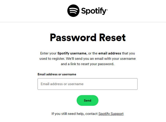 reset spotify password