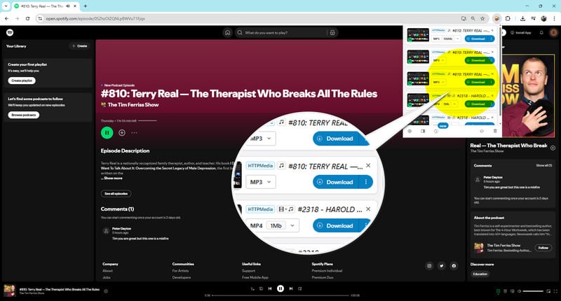 download spotify podcast with extension