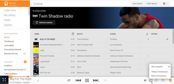 Cast music on Chromecast via Google Play Music