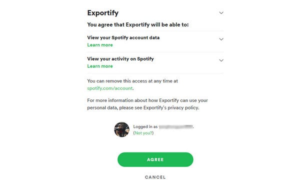 Esporta la playlist di Spotify in Excel CSV