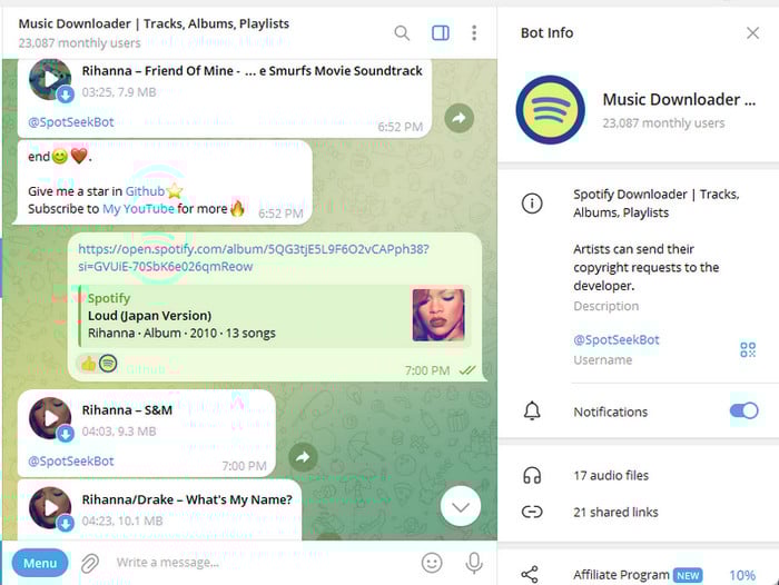 spotseekbot bot download spotify songs