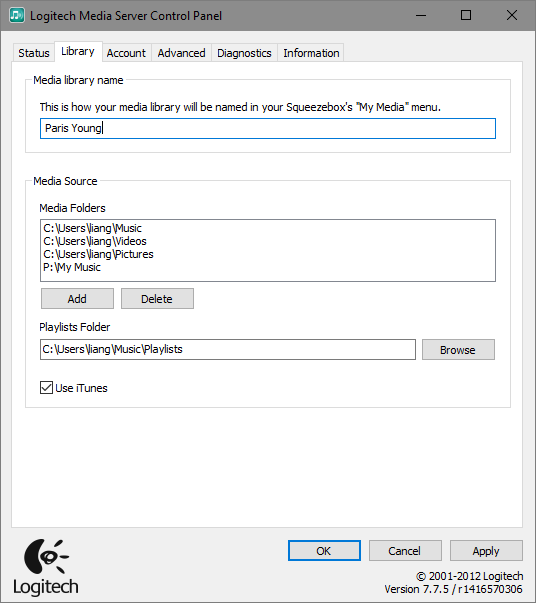 Open Control Panel on Squeezebox Server