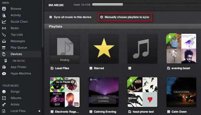 Sync Spotify playlist to Samsung Galaxy S10