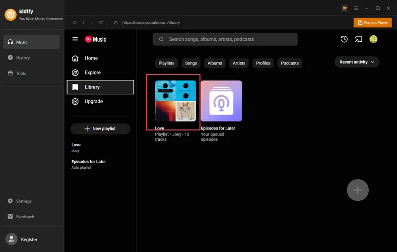 Step 1: open YouTube Music library