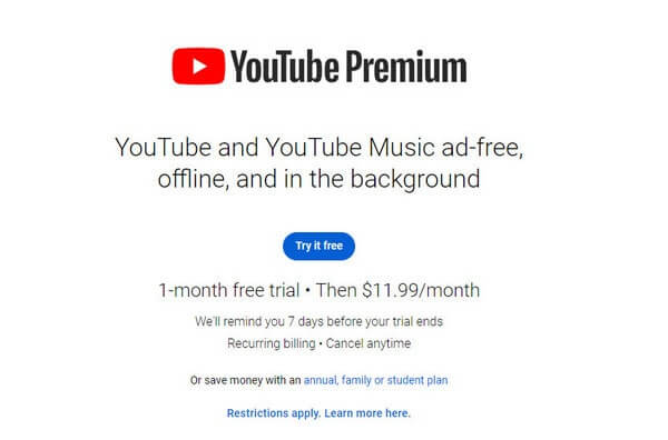 get youtube premium free trial for 1 month