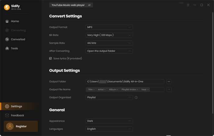 choose mp3 output format