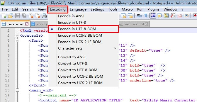 Notepad++ Encoding