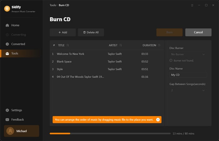 burn amzon music to cd