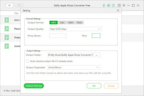 Customize the output parameters