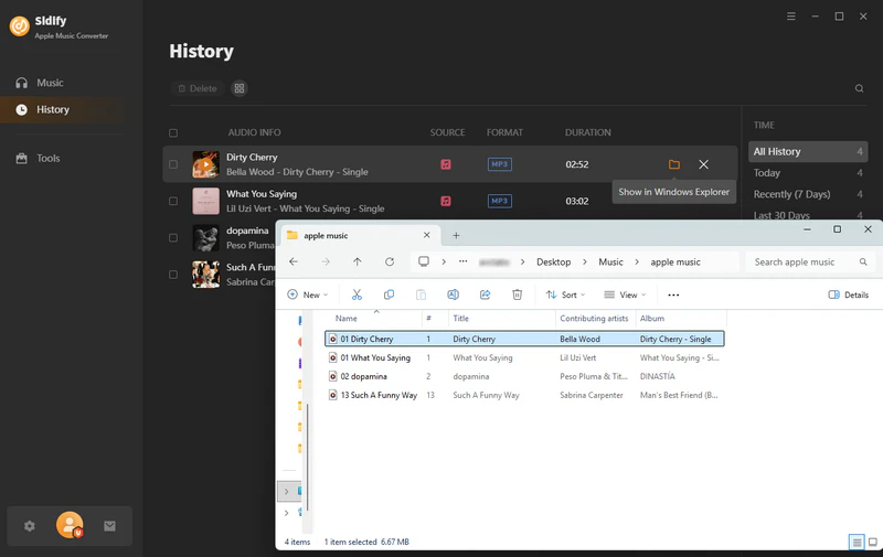 conversion history